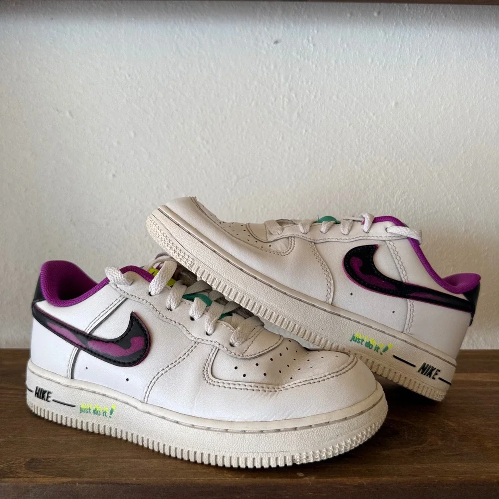 Nike Air Force 1 LV8 GS Just Do It Sneakers Vivid Purple Kids Youth Size 2Y